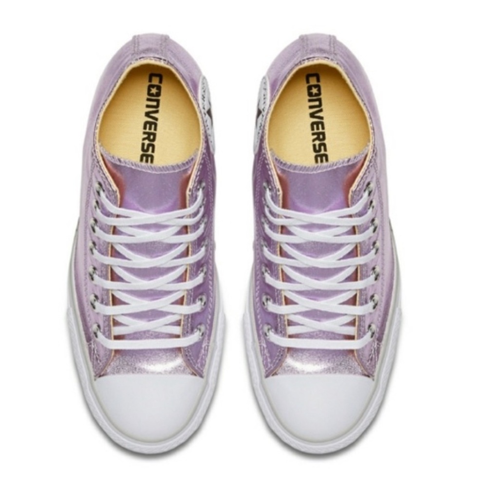 Converse Women's Chuck Taylor All Star Lux Mid Wedge Sneaker in Metallic Pink